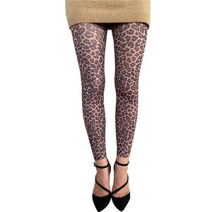 Leopard print footless Tights natural for women